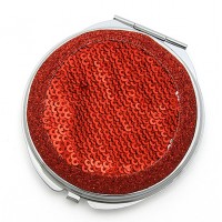 Pocket Mirror - Sequined - Red - MR-GM1284R